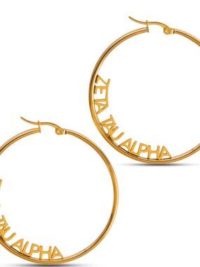 Zeta Tau Alpha Gold Hoop Earrings, NWT
